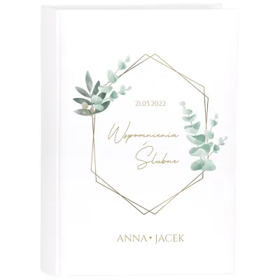Duży album ślubny z perłową okładką i personalizowanym nadrukiem